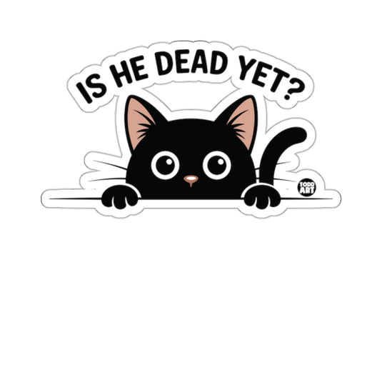 Black Cat Peeking IS HE DEAD YET Funny Cartoon 