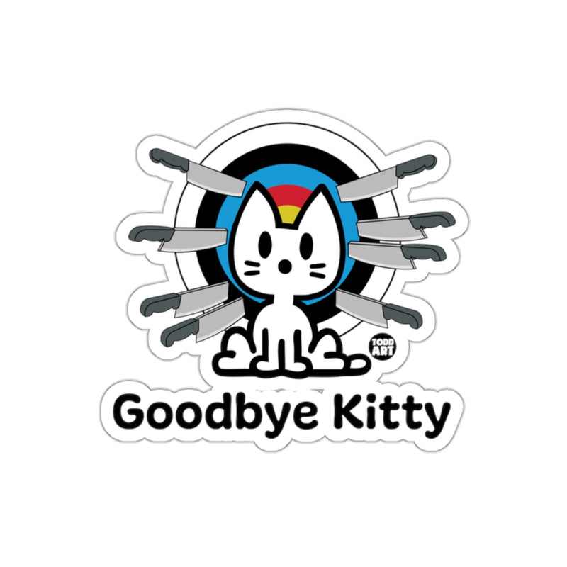 Load image into Gallery viewer, Goodbye Kitty Sticker with Target and Knives Design
