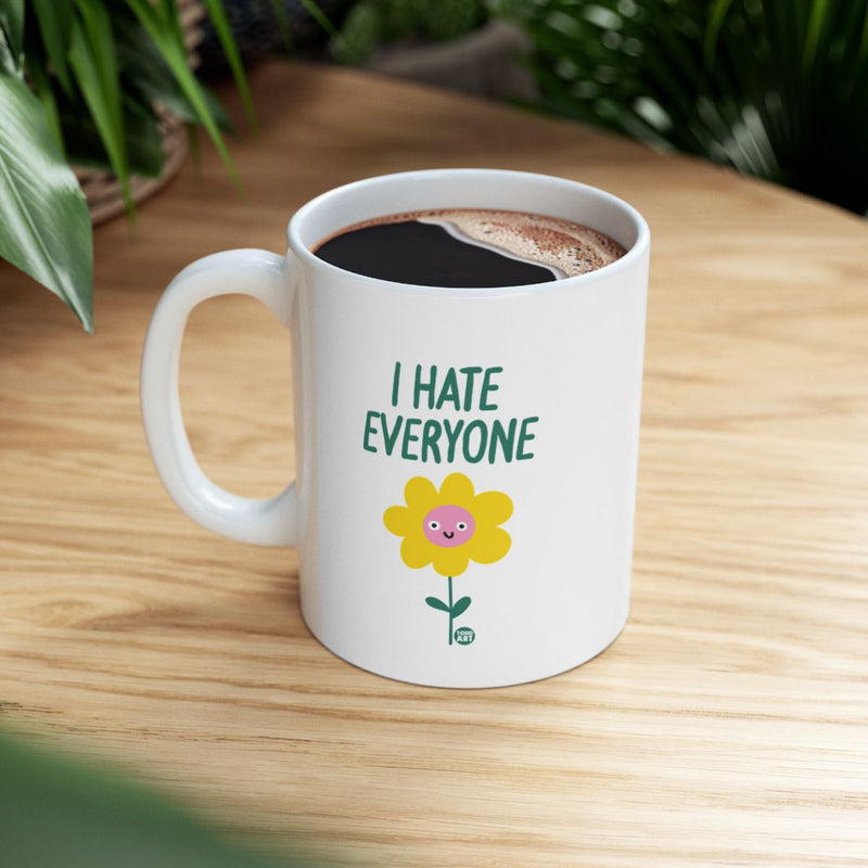 Load image into Gallery viewer, I Hate Everyone Mug with Cute Flower Design
