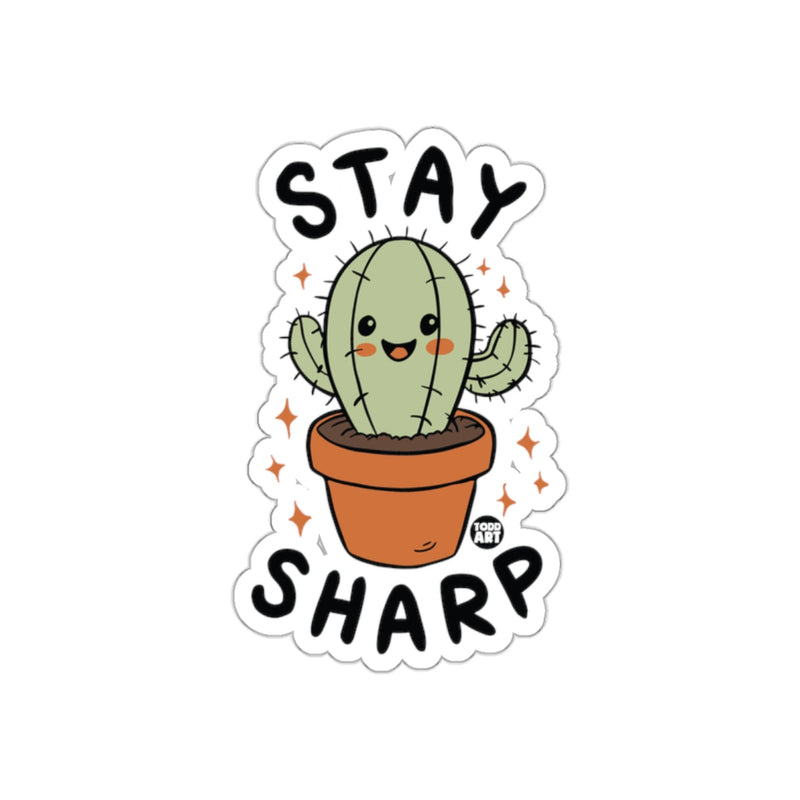 Load image into Gallery viewer, Stay Sharp Cute Cactus Illustration Sticker
