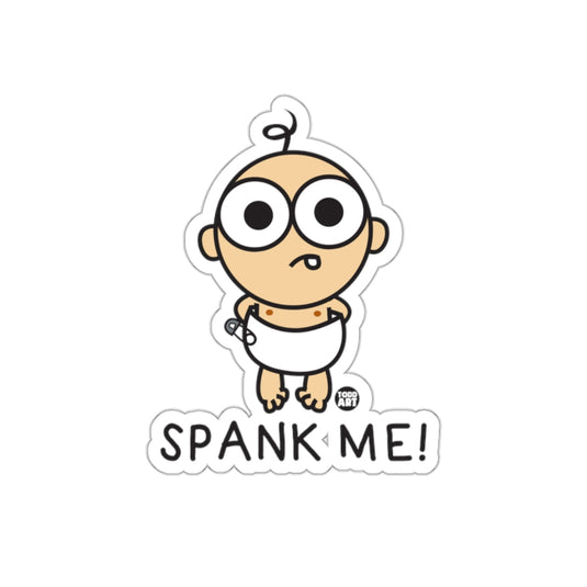 Cute Baby Cartoon with Spank Me Text Sticker Decal