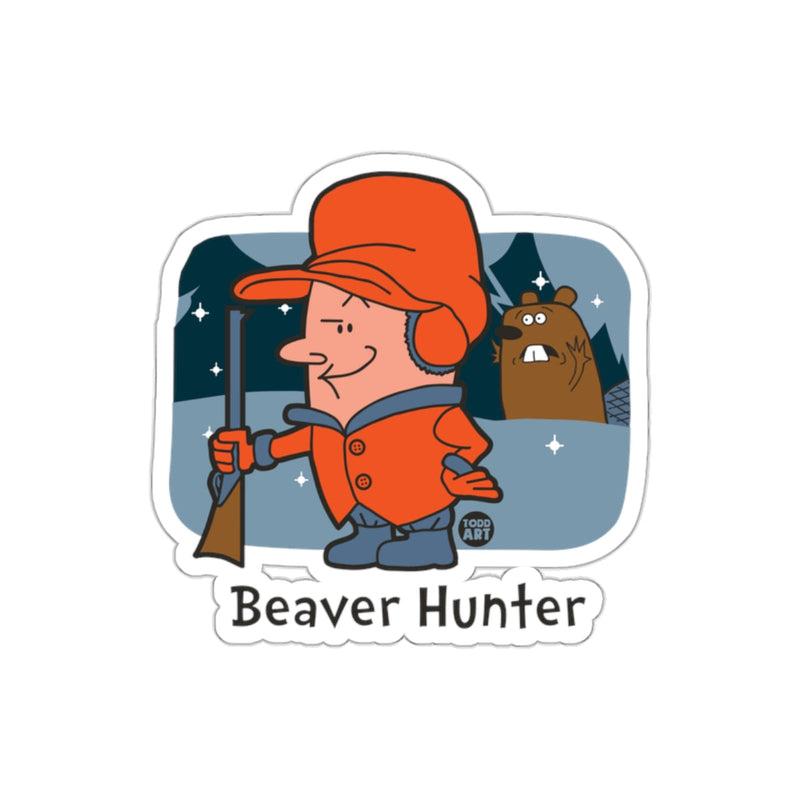 Load image into Gallery viewer, Funny Cartoon Beaver Hunter Sticker Decal for Outdoors
