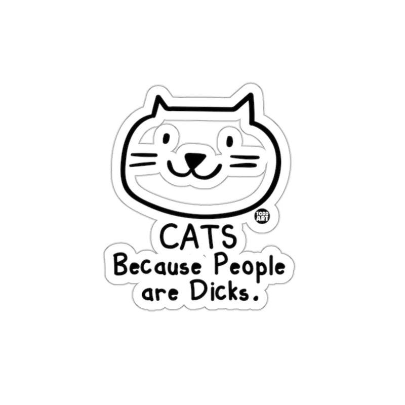 Load image into Gallery viewer, Cats Because People Are Dicks Black and White Line sticker
