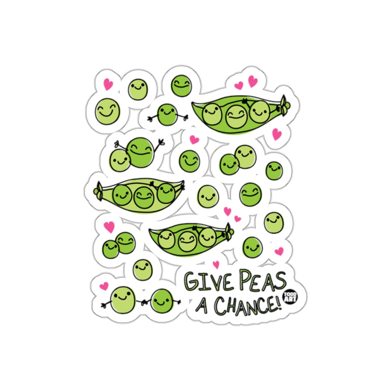 Load image into Gallery viewer, Cute Give Peas A Chance Cartoon Sticker Design
