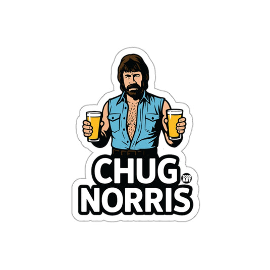 Chug Norris Illustration with Two Beers Funny sticker