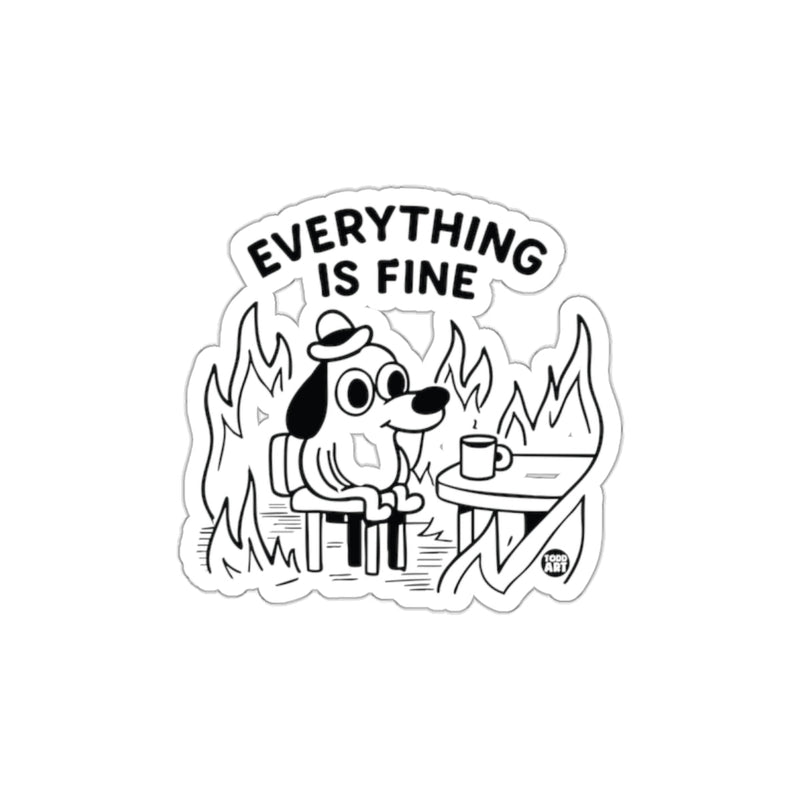 Load image into Gallery viewer, Everything is Fine Dog Meme Sticker with Fire Scene
