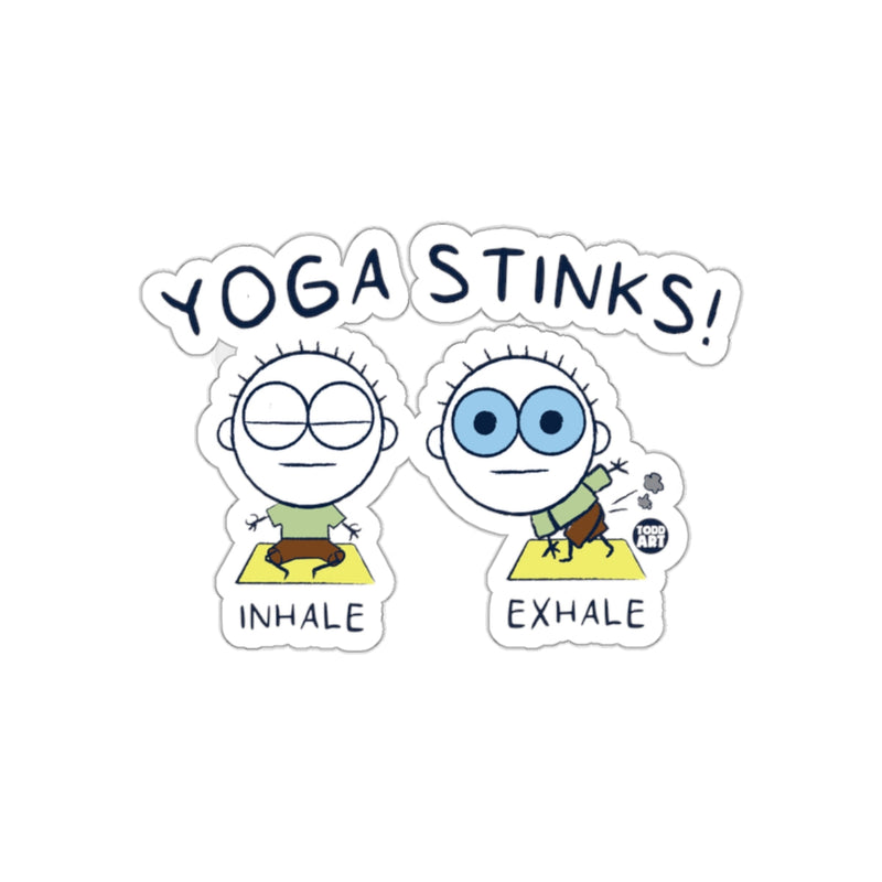 Load image into Gallery viewer, Yoga Stinks Inhale Exhale Funny Sticker Product

