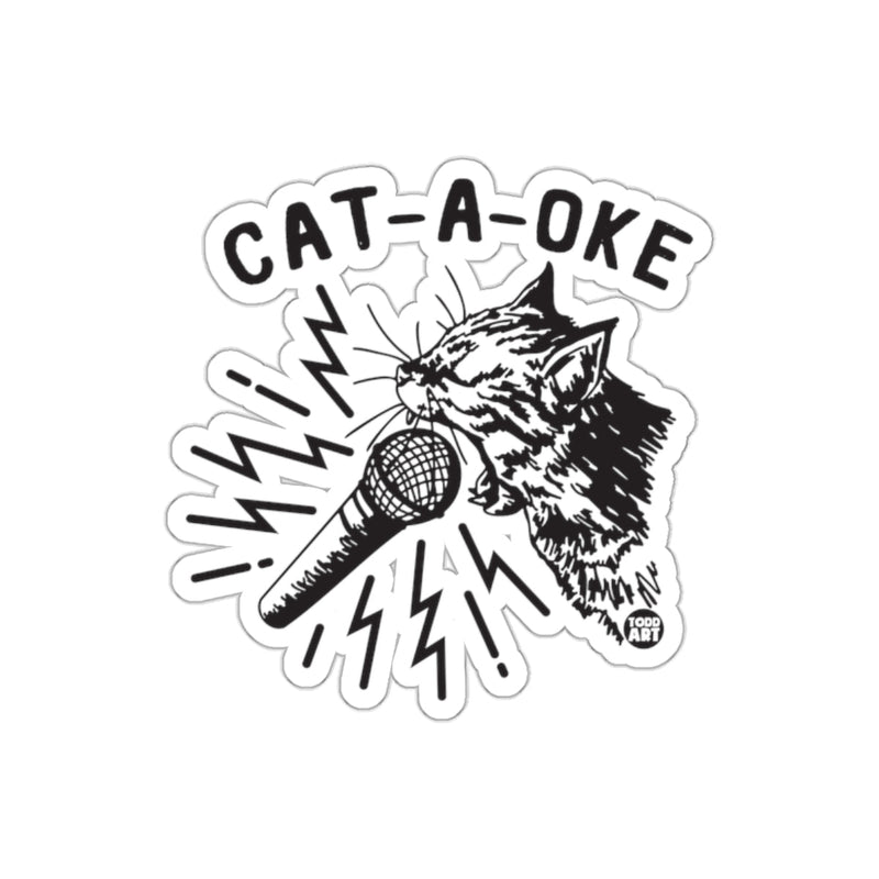 Load image into Gallery viewer, Fun Cat A Oke Design Sing Into the Microphone sticker
