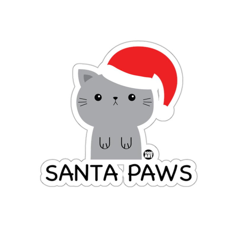 Load image into Gallery viewer, Santa Paws Cat With Santa Hat Sticker Product

