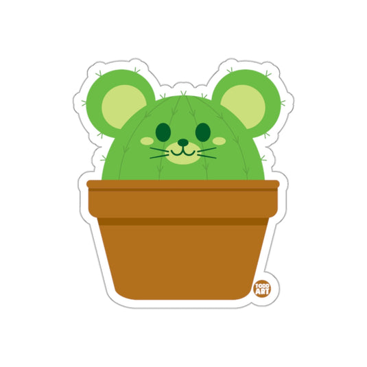 Cute Cactus Mouse in Flower Pot Cartoon Sticker
