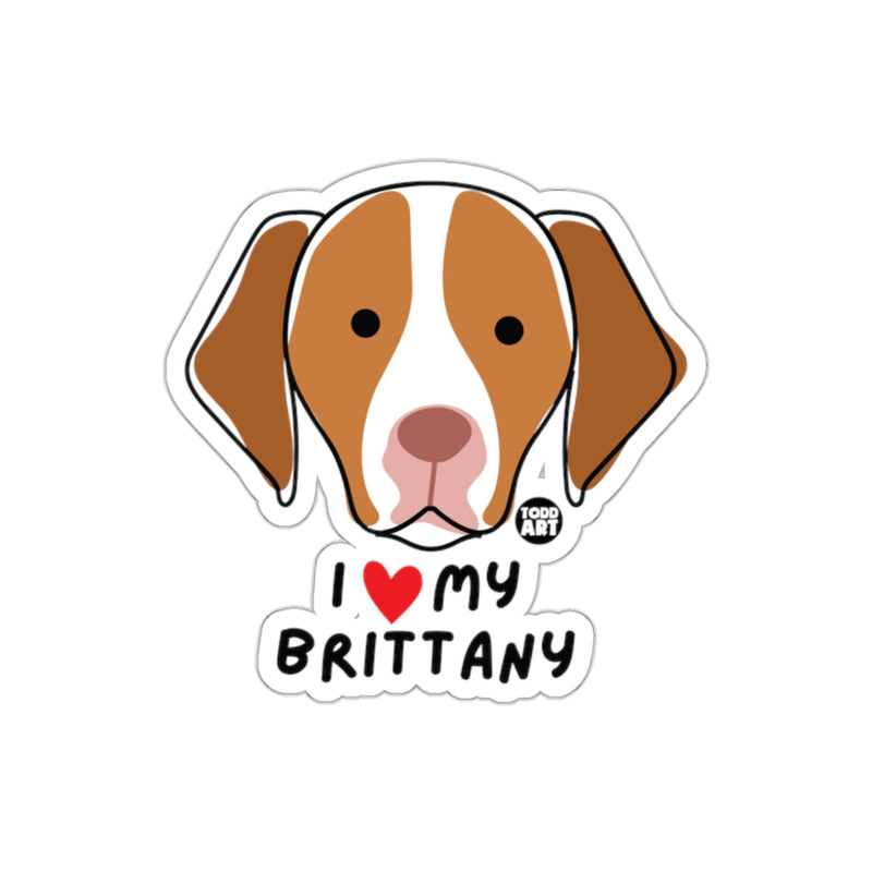 Load image into Gallery viewer, I Love My Brittany Dog Breed Cute Cartoon Sticker
