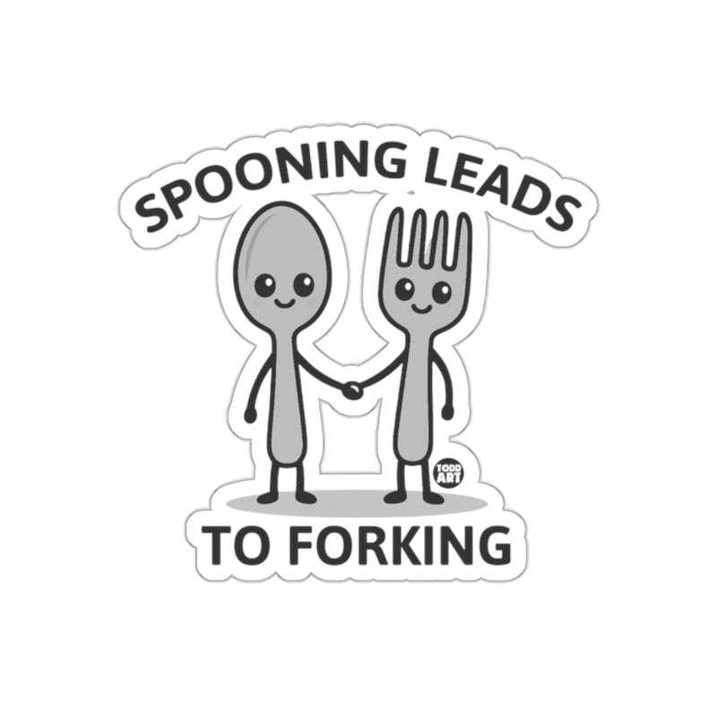 Load image into Gallery viewer, Spooning Leads to Forking Fun Sticker for Humor Fans
