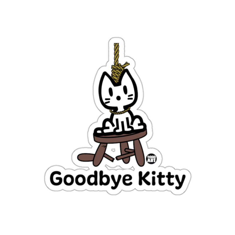 Load image into Gallery viewer, Goodbye Kitty Sticker with Dark Humor Illustration
