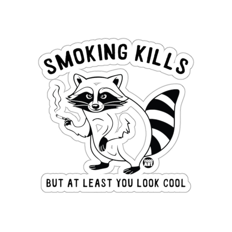 Load image into Gallery viewer, Smoking Kills Funny Raccoon Illustration sticker
