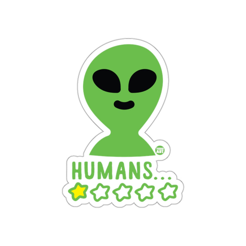 Load image into Gallery viewer, Funny Alien Rating Humans Sticker product
