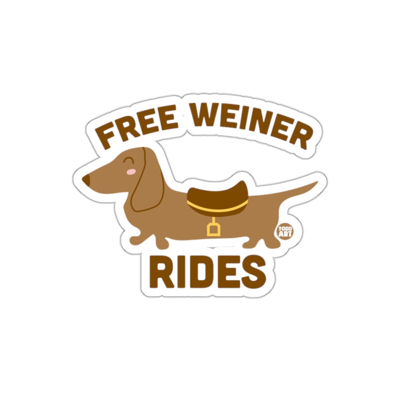 Load image into Gallery viewer, Free Weiner Rides Cute Dachshund Sticker Design
