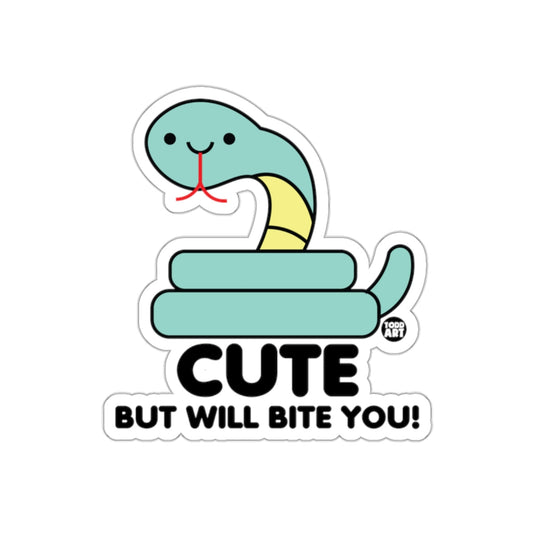 Cute But Will Bite You Funny Snake Illustration sticker