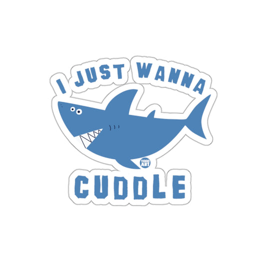 Cute I Just Wanna Cuddle Shark Cartoon Illustration sticker