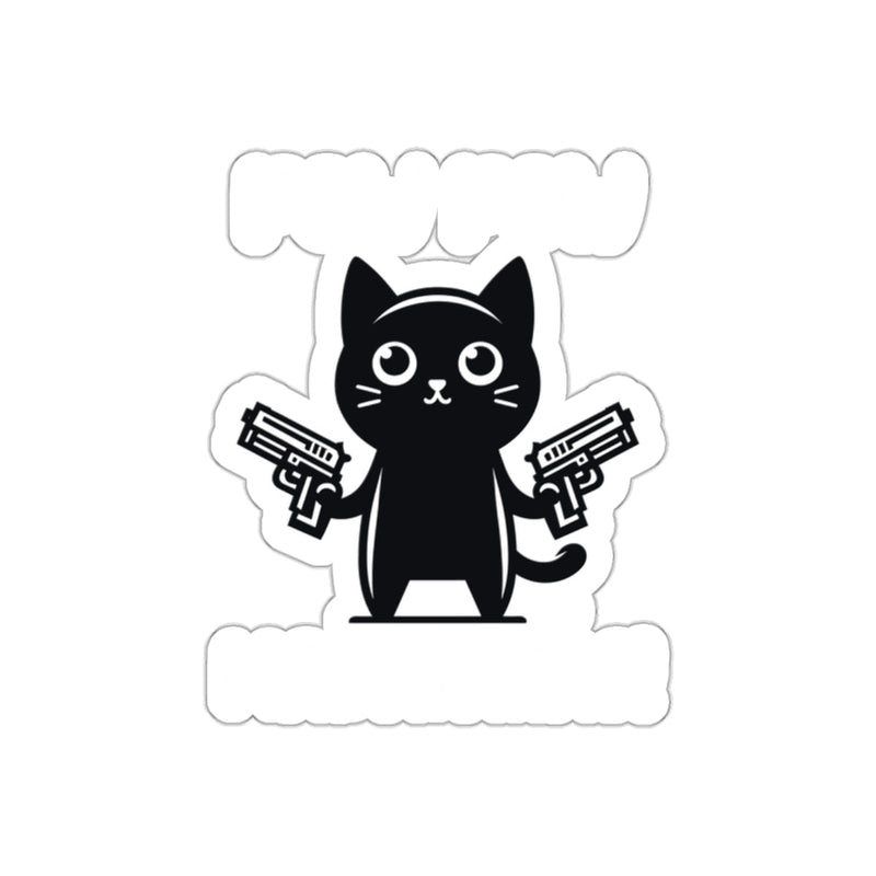 Load image into Gallery viewer, Cat Holding Guns Cute Humor Sticker for Laptops or Cars
