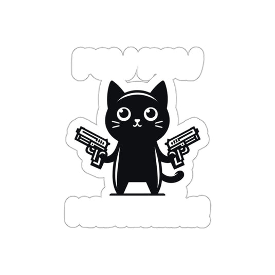 Cat Holding Guns Cute Humor Sticker for Laptops or Cars