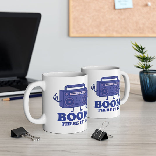 Boom There It Is Blue Boombox Design Mug