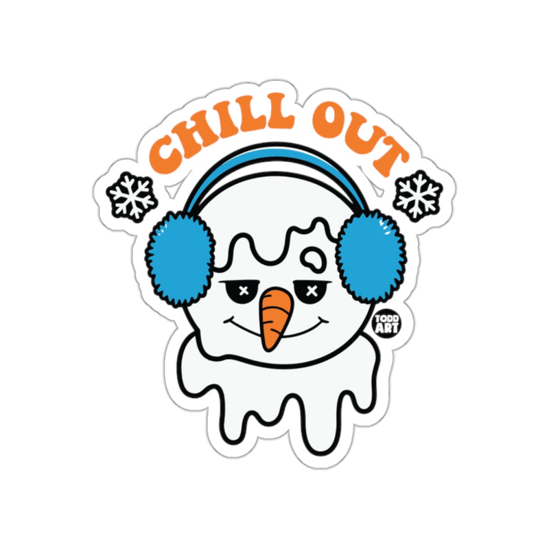Load image into Gallery viewer, Chill Out Melting Snowman With Ear Muffs Sticker
