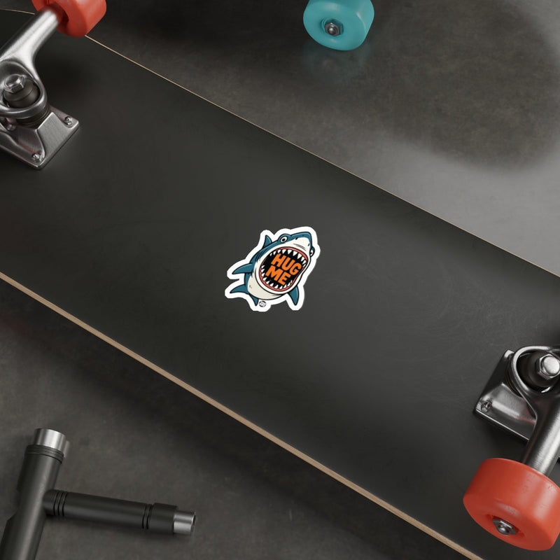 Load image into Gallery viewer, Hug Me Cartoon Shark with Sharp Teeth Artwork sticker
