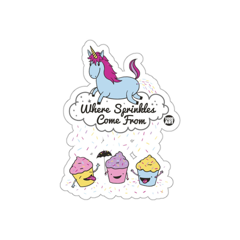 Load image into Gallery viewer, Where Sprinkles Come From Unicorn and Cupcakes Sticker
