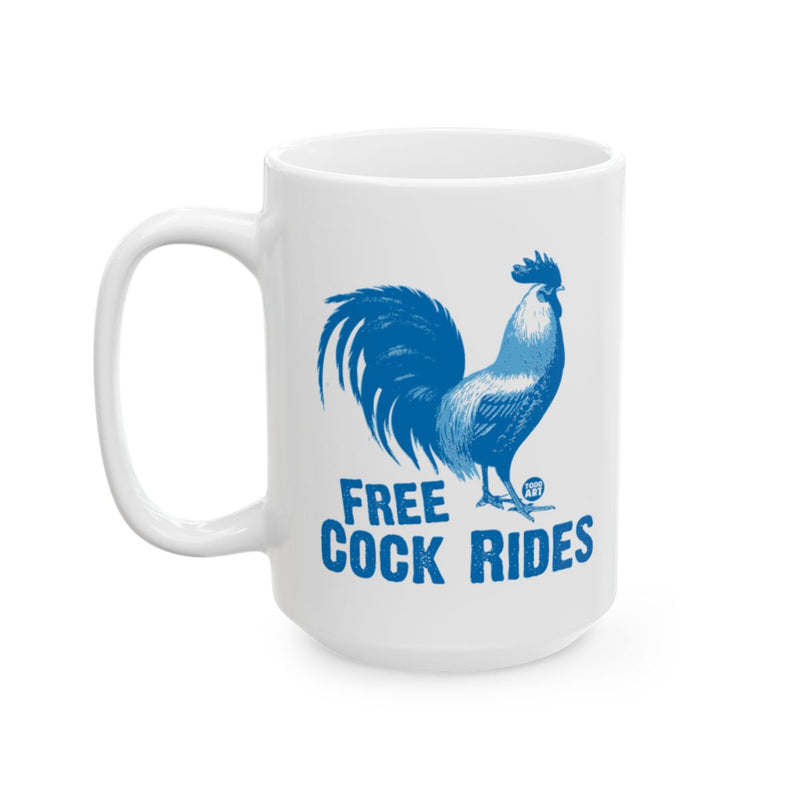 Load image into Gallery viewer, Free Cock Rides Funny Large White Mug
