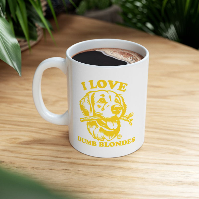 Load image into Gallery viewer, I Love Dumb Blondes Golden Retriever Coffee Mug
