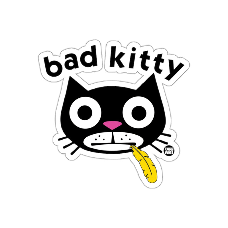 Load image into Gallery viewer, Quirky Bad Kitty With Feather Mouth Artistic sticker
