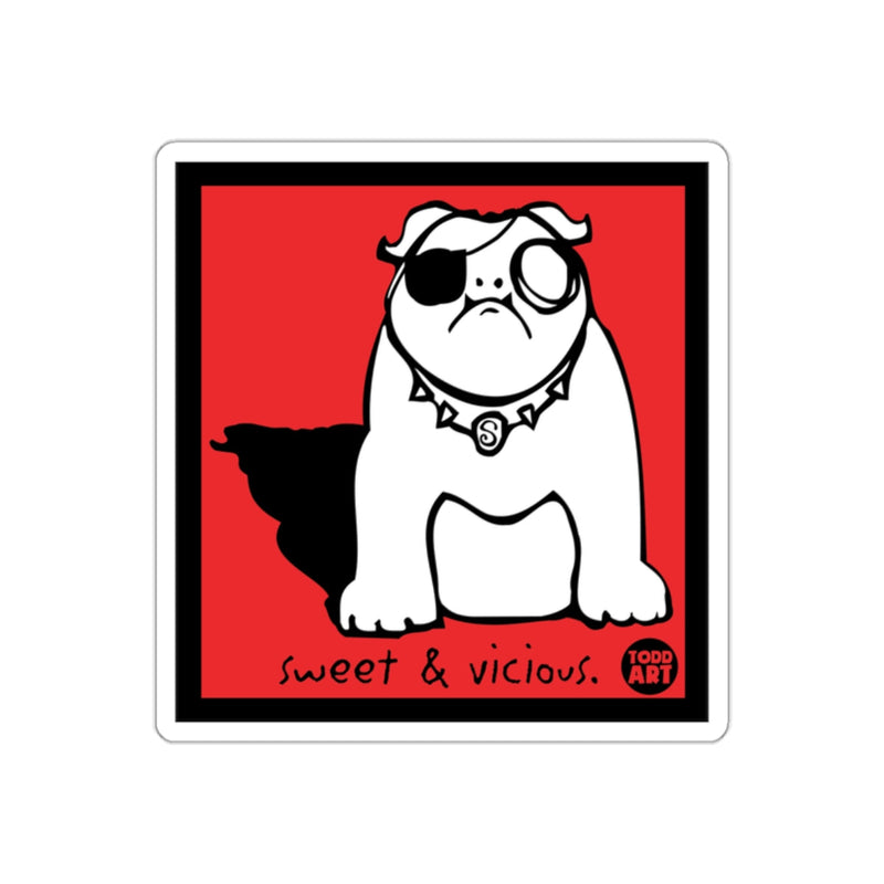 Load image into Gallery viewer, Sweet &amp; Vicious Bulldog Sticker Todd Art Design
