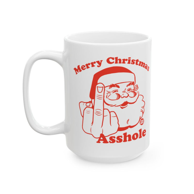 Load image into Gallery viewer, Merry Christmas Asshole Funny Santa Middle Finger Mug
