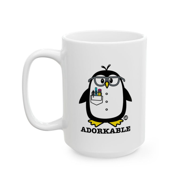 Load image into Gallery viewer, Adorkable Nerd Penguin Design on White Mug
