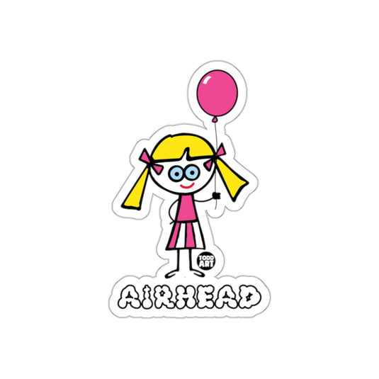 Airhead Girl with Balloon Cartoon Graphic Sticker