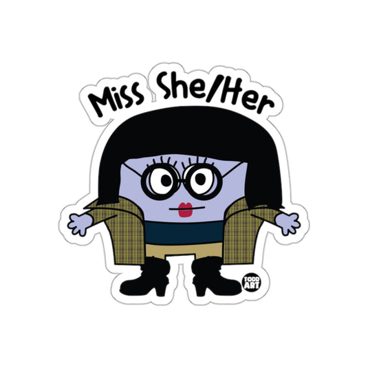 Miss She/Her Black Haired Character Sticker