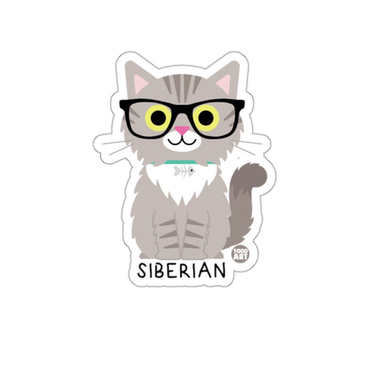 Cute Siberian Cat Wearing Glasses Sticker Product