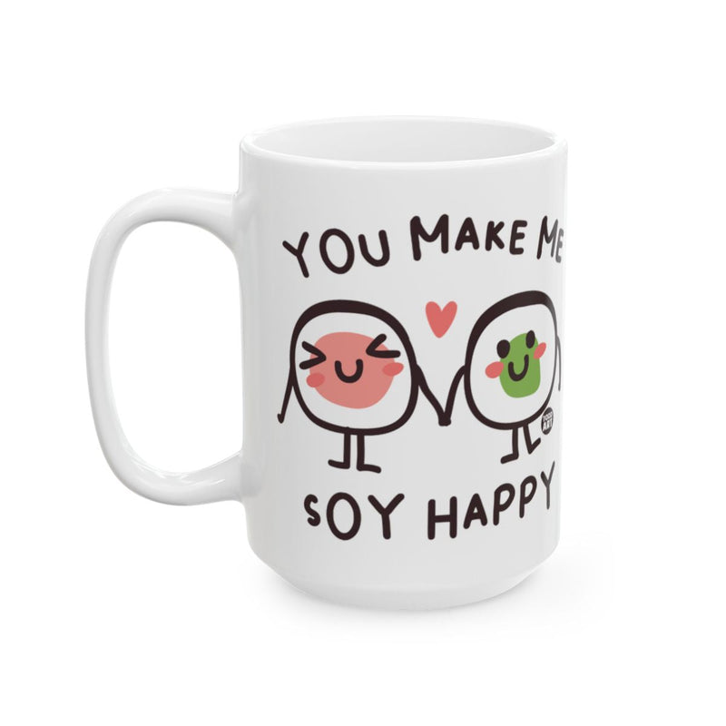 Load image into Gallery viewer, You Make Me Soy Happy Cute Sushis Holding Hands Mug
