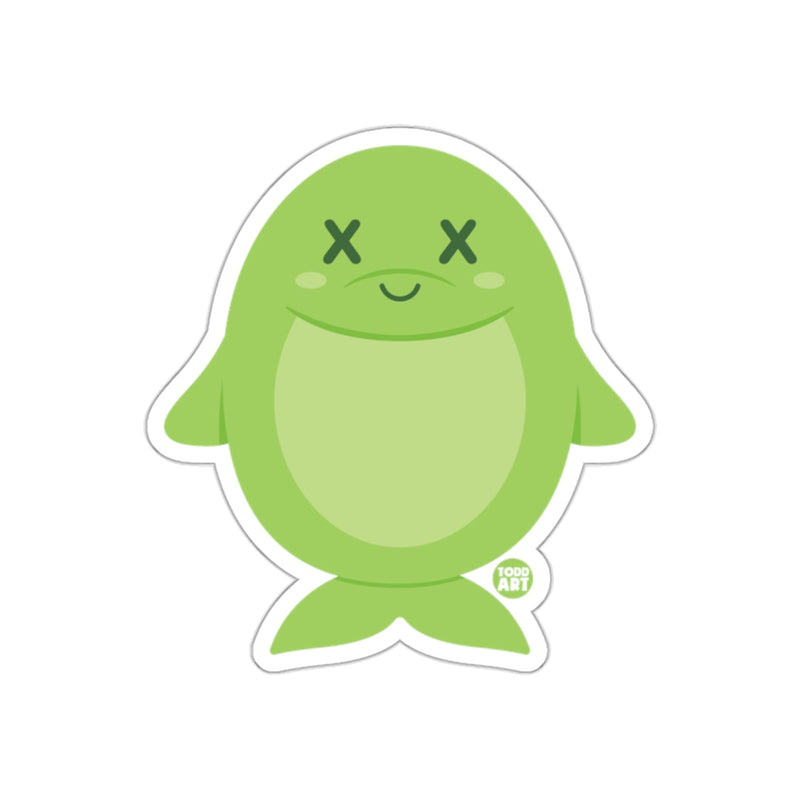 Load image into Gallery viewer, Cute Green Sea Creature with X Eyes Sticker
