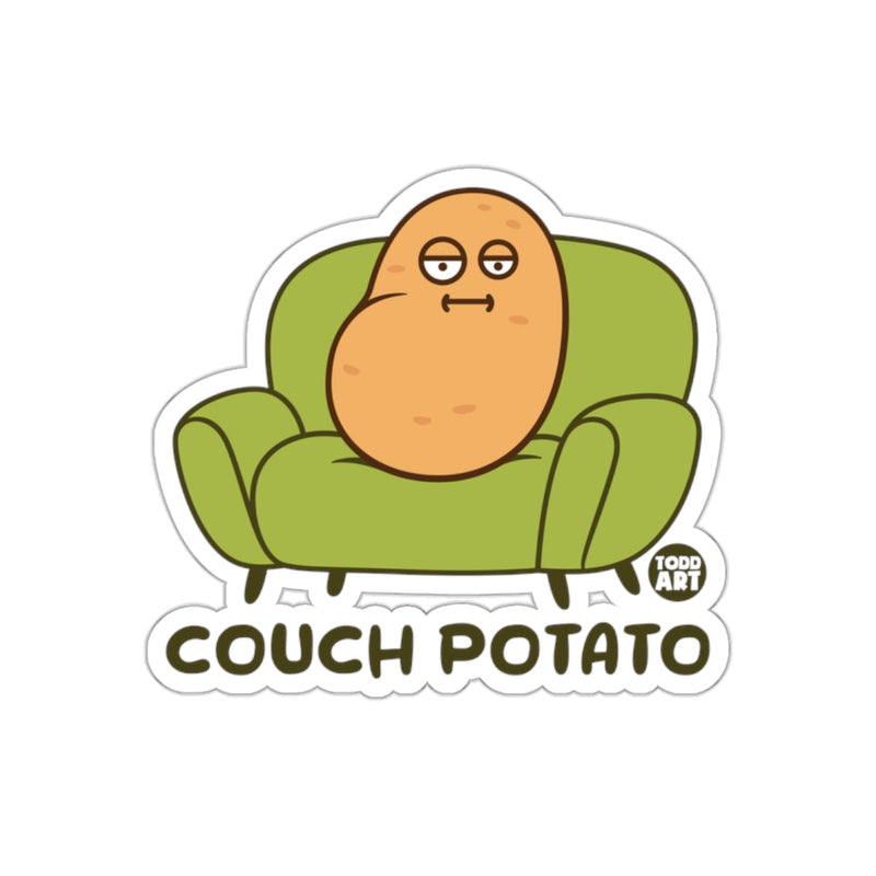 Load image into Gallery viewer, Couch Potato Humorous Cartoon Design Sticker
