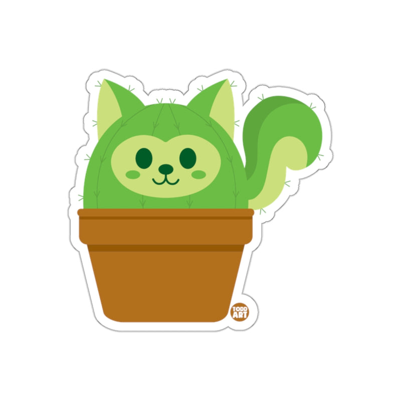Load image into Gallery viewer, Cute Cactus Cat Sticker in a Pot Artwork Design
