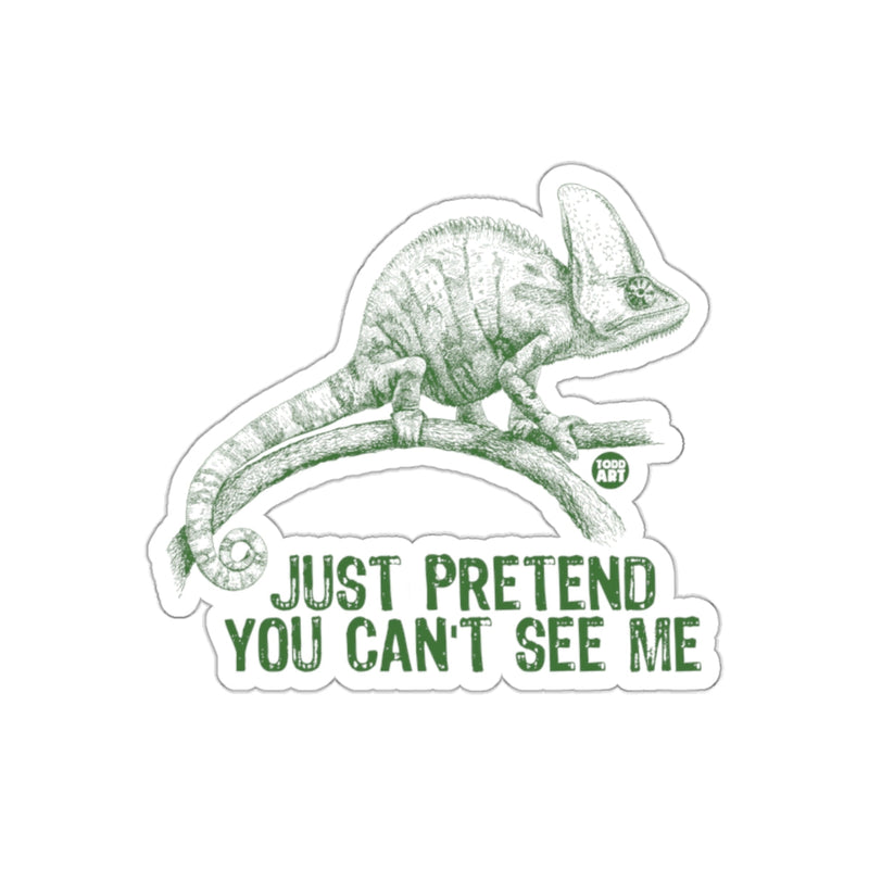 Load image into Gallery viewer, Just Pretend You Cannot See Chameleon Illustration sticker
