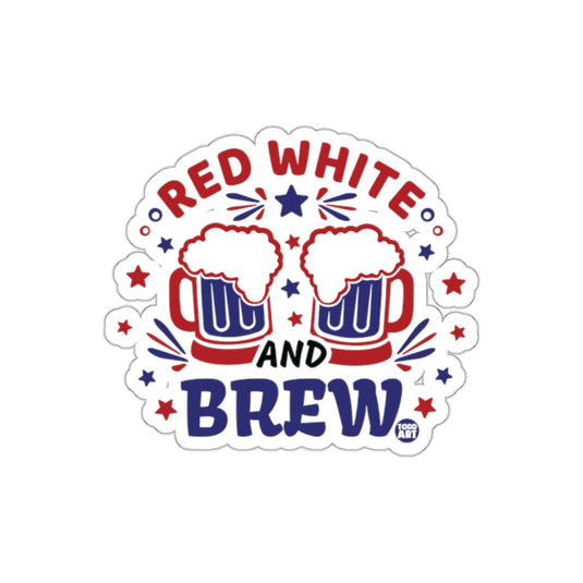 Red White and Brew Patriotic Sticker Design for Sale