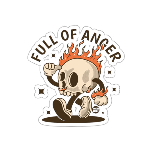 Full Of Anger Cartoon Skull With Flames Design sticker