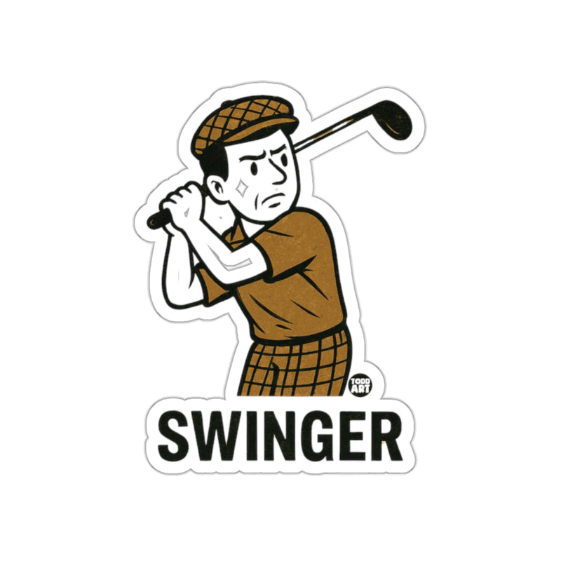 Load image into Gallery viewer, Cartoon Golfer with Golf Club Artwork Swinger sticker
