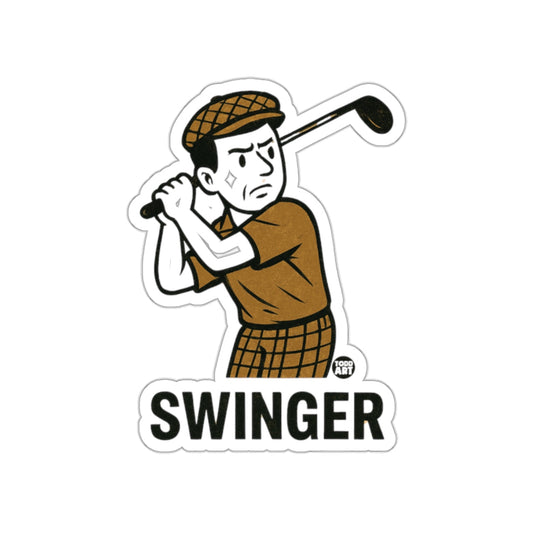 Cartoon Golfer with Golf Club Artwork Swinger sticker
