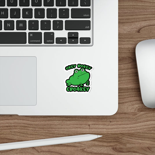 OKEY DOKEY CROAKEY Funny Green Frog Character sticker 