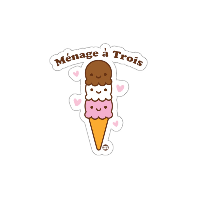 Load image into Gallery viewer, Menage a Trois Ice Cream Cone With Cute Faces Sticker
