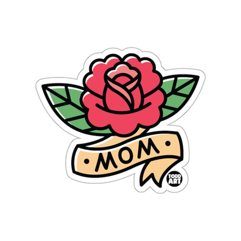Load image into Gallery viewer, Vibrant Rose Mom Sticker with Green Leaves Design
