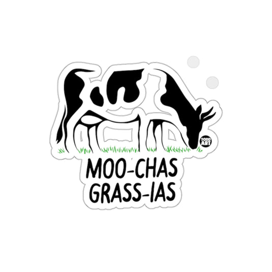 Moo-chas Grass-ias Sticker Funny Cow Joke